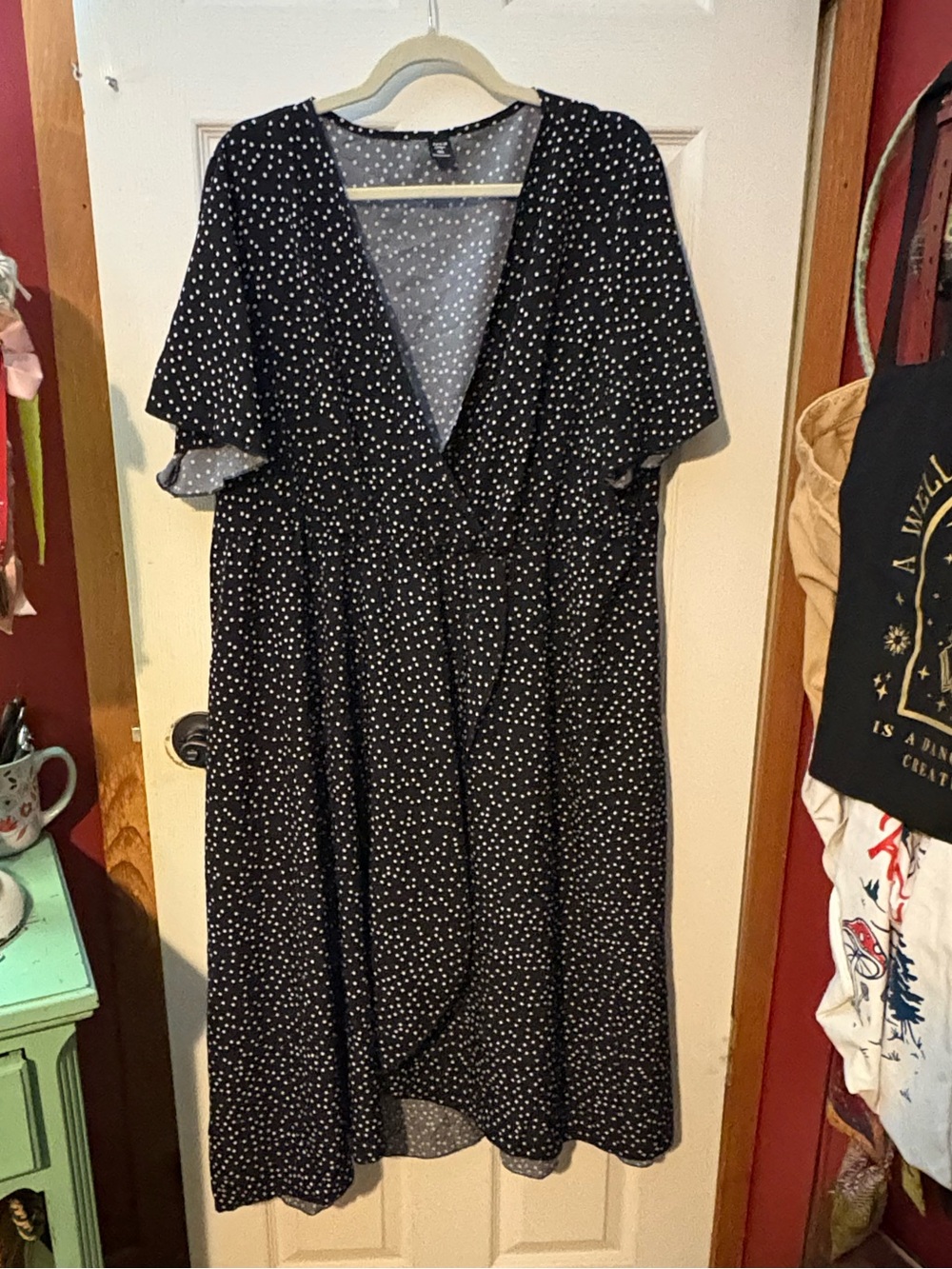 Black Polka Dot V-Neck Dress